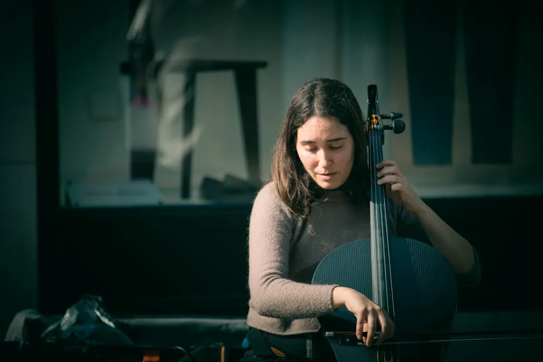 Cellist playing outdoors