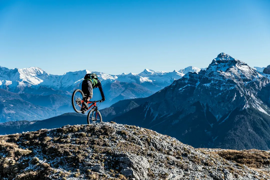 Mountain biker riding a mountain trail